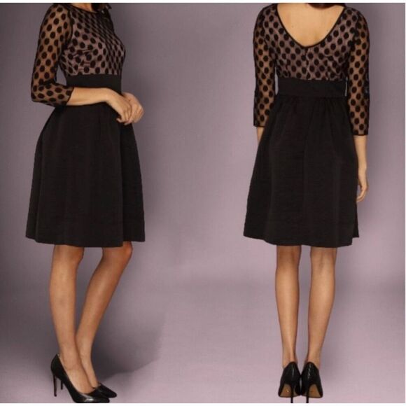 ✨Eliza J Black on Nude Polka Dot Mesh Dress Size 10✨ - Picture 12 of 16